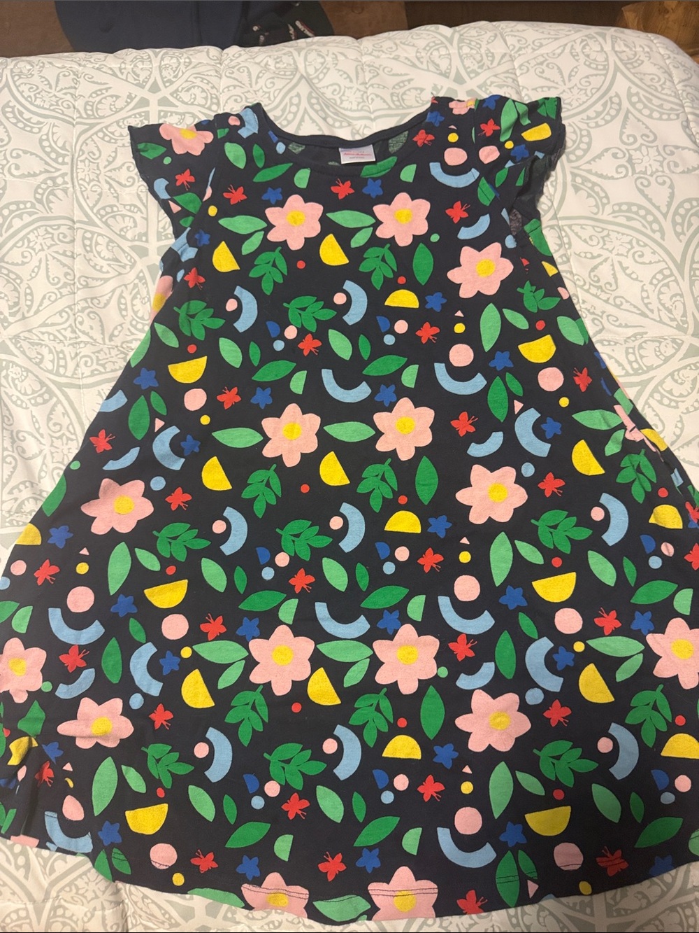 Hanna Andersson Black Floral & Fruit Print Dress